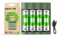 GP Recyko 綠再每日充充電器B421(4槽/USB) 連4粒1=1000系列2000mAh AA鎳氫充電電池