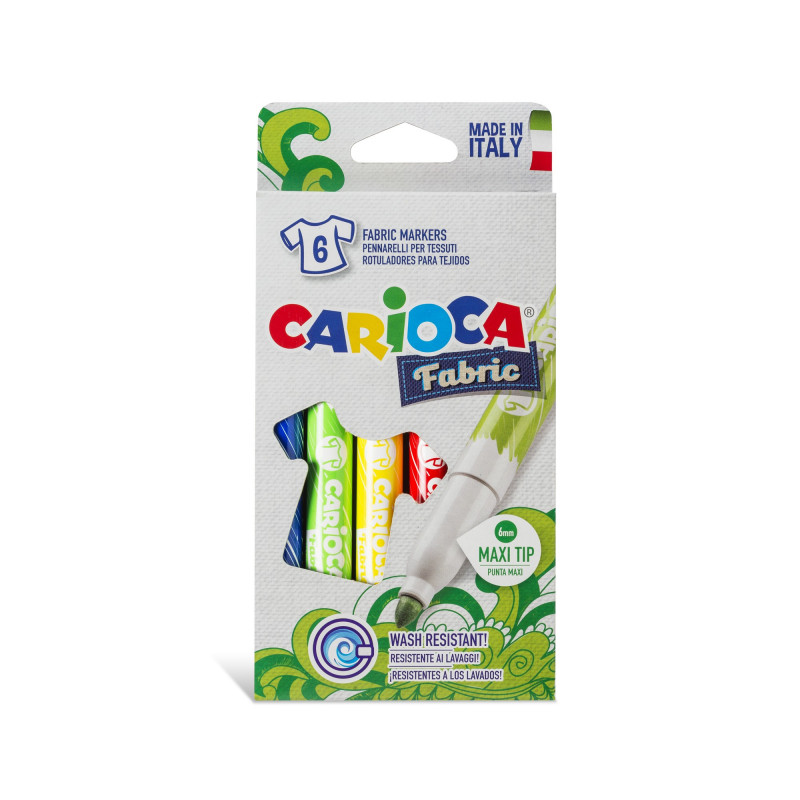 CARIOCA 40956 Fabric Felt Tip Pens 繪布水膠筆(6色) - WAH CHIT